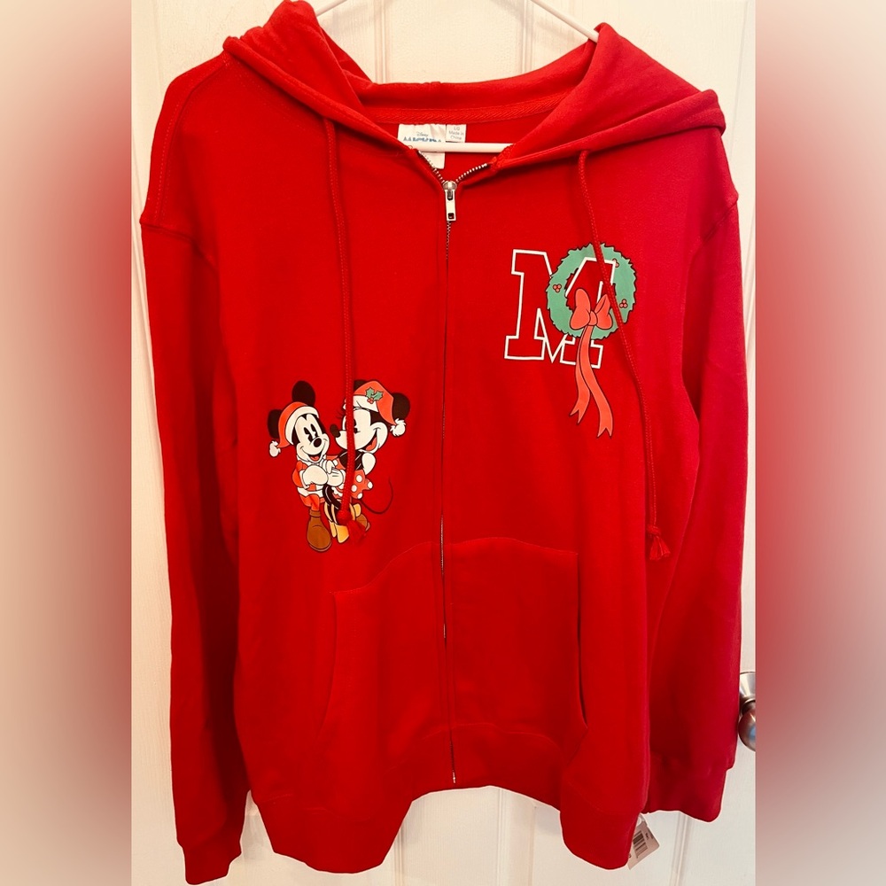 Disney Christmas Zip Up Hoodie, Juniors Size Medium NWT